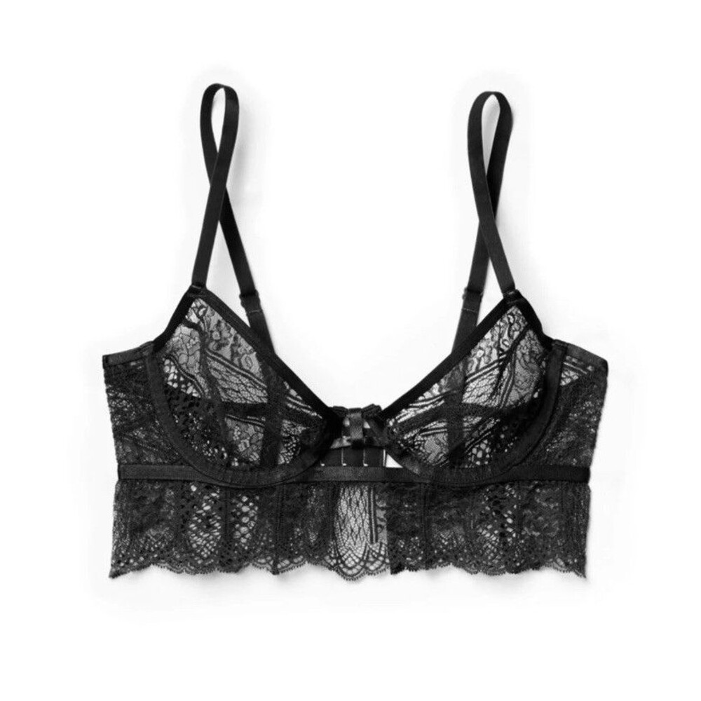 Adore Me Odette Unlined Sexy Bra Lace Black 34DDD 😍
